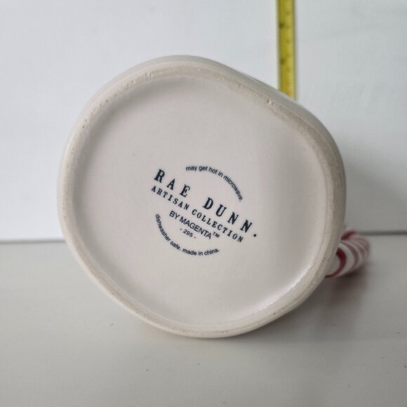 Rae Dunn Christmas Candy Cane Lane mug White with Candy Cane Handle NWOT - Picture 3 of 4